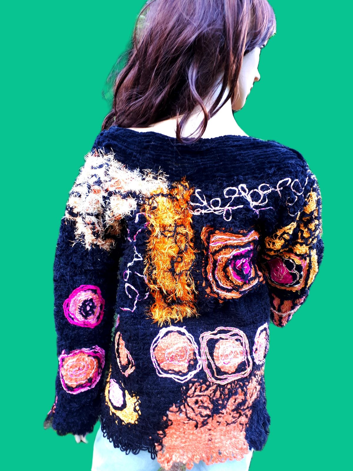 Pink, Orange, and Black Pullover