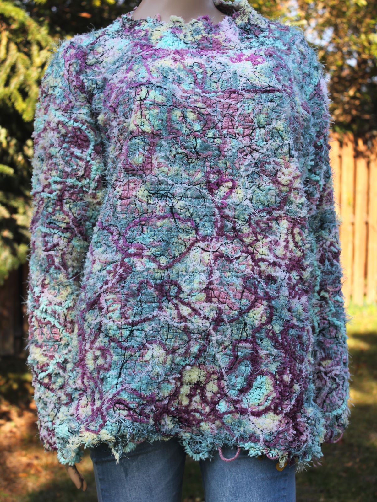 Turquoise and Pink Pullover