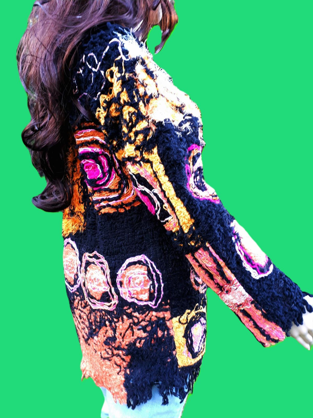 Pink, Orange, and Black Pullover